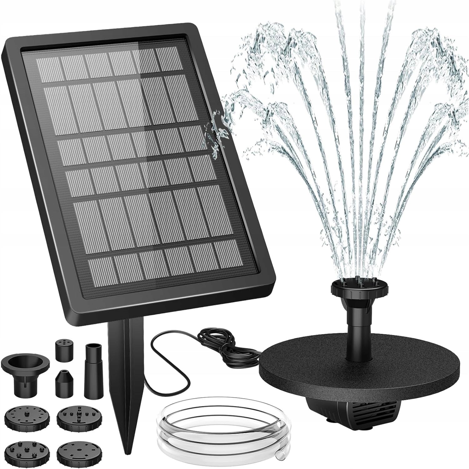 5W SOLAR FOUNTAIN WATER PUMP WITH 4 FOUNTAIN STYLES, FIXED STACK Manufacturer Bedee