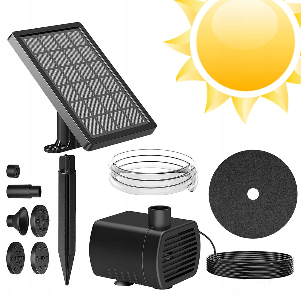 5W SOLAR FOUNTAIN WATER PUMP WITH 4 FOUNTAIN STYLES, FIXED STACK