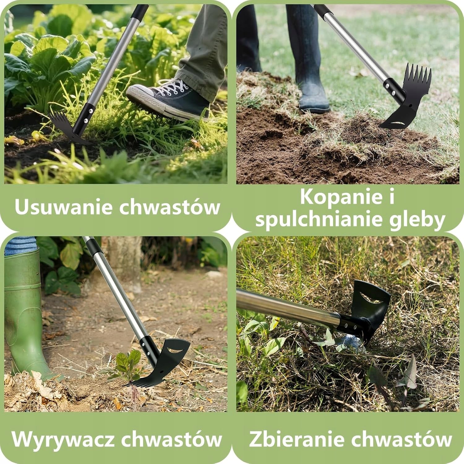 Ravėjimo įrankis 2-in-1, grėblys ir kauptukas, 148 cm rankena