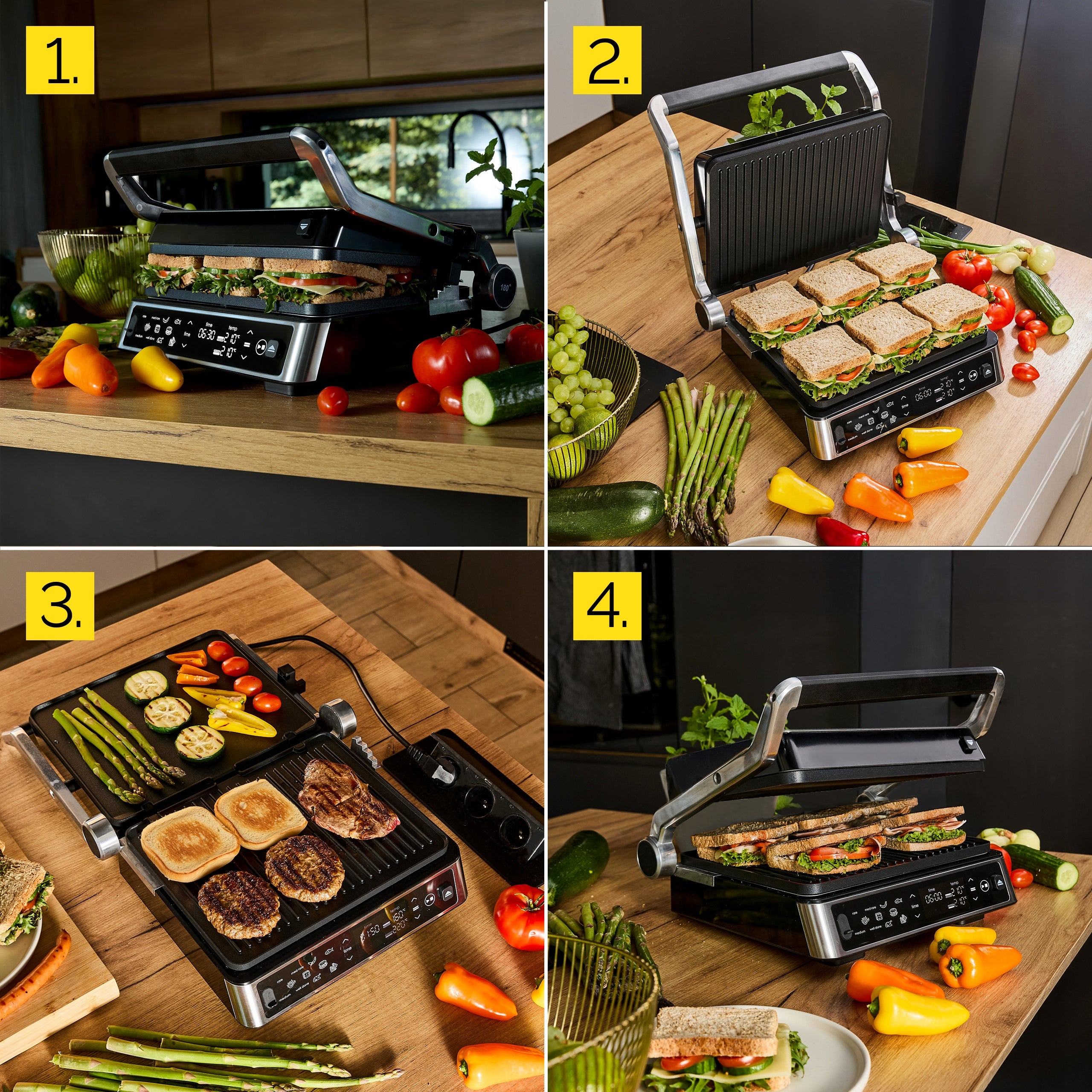 5in1 Electric Contact Grill Yoer 2200W Automatic +THERMOSONDA Temperature control yes