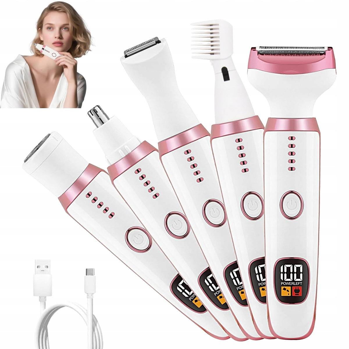 5in1 FACE LEG BODY EPILATOR NOSE TRIMMER EYEBROW BIKINI WOMEN'S SHAVER
