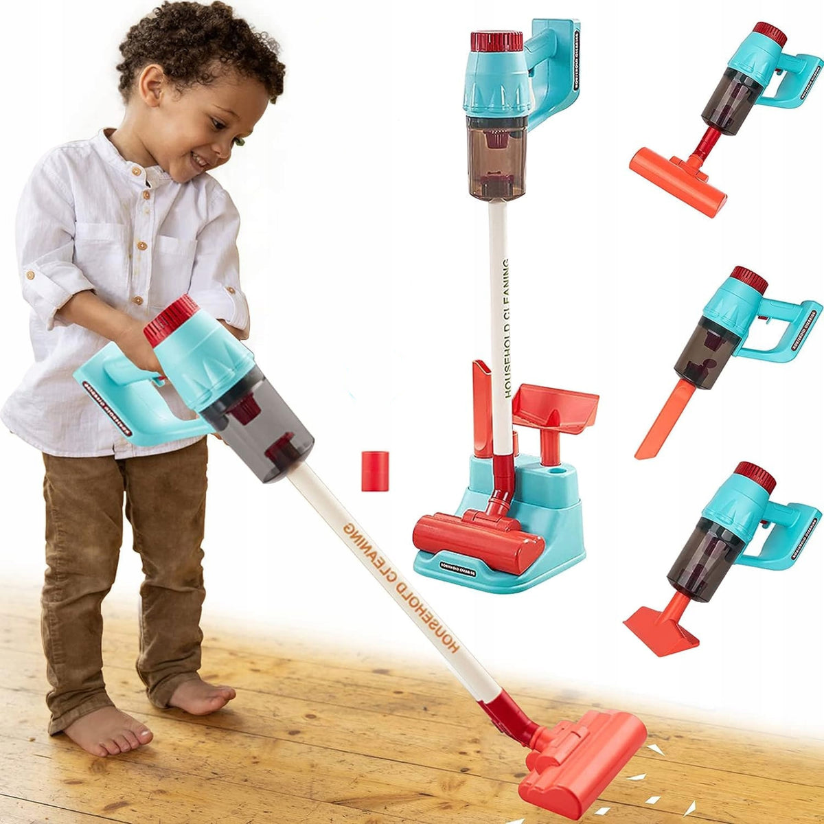 5in1 VERTICAL VACUUM CLEANER FOR KIDS HANDHELD TOY 3 TIPS WITH STAND