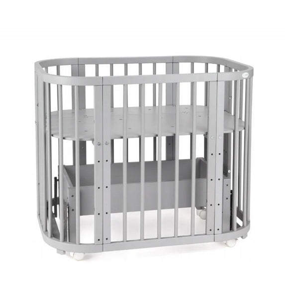 5in1 Wooden Crib with CRADLE with Mattress - Grey