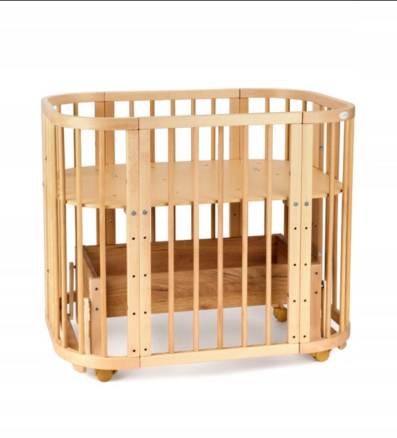 5in1 Wooden Crib with CRADLE with Mattress - Natural