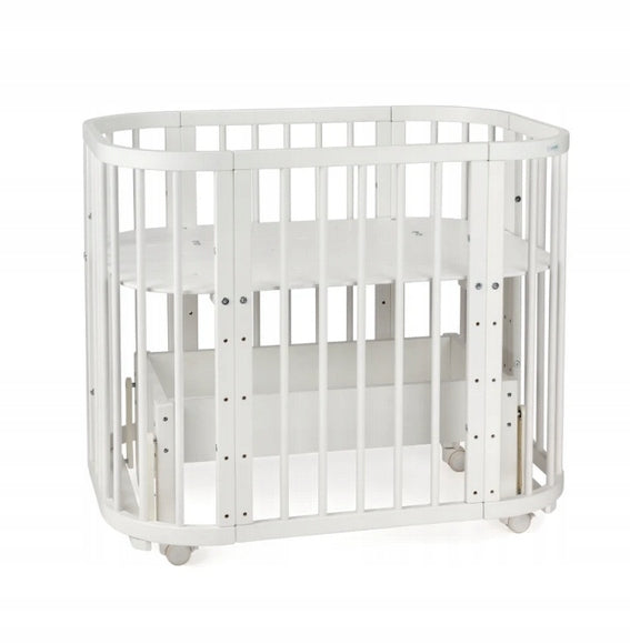 5in1 Wooden Crib with CRADLE with Mattress - White