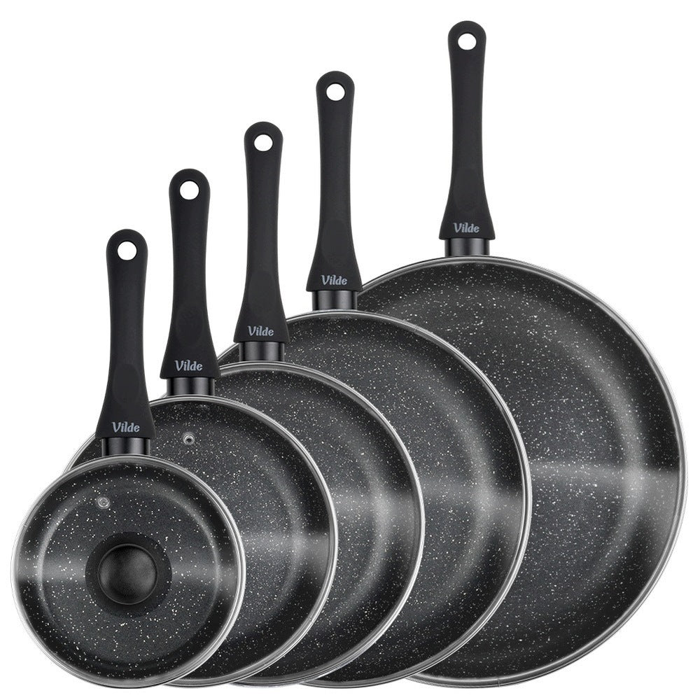 5x GRANITE pan with lid set of pans VILDE 16 20 24 28 32 cm Brand Vilde