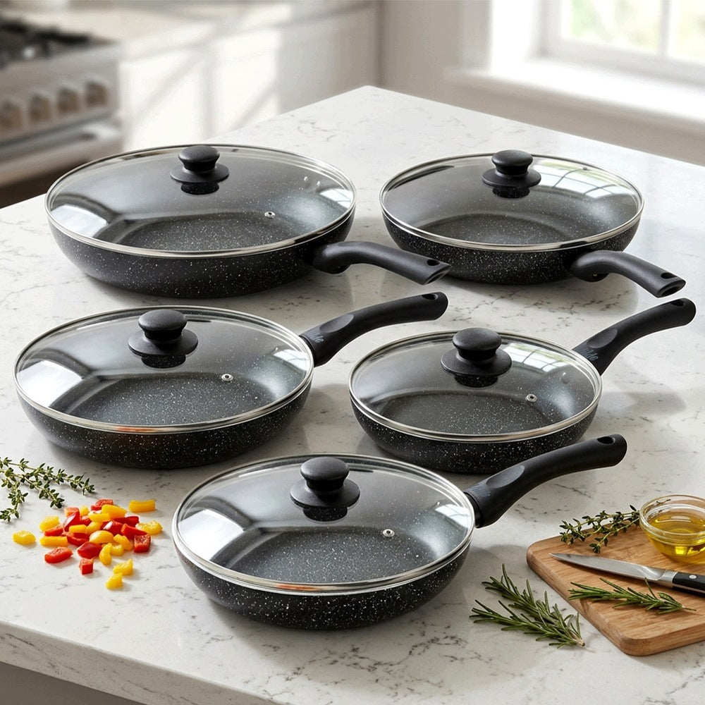 5x GRANITE pan with lid set of pans VILDE 16 20 24 28 32 cm Packaging status original