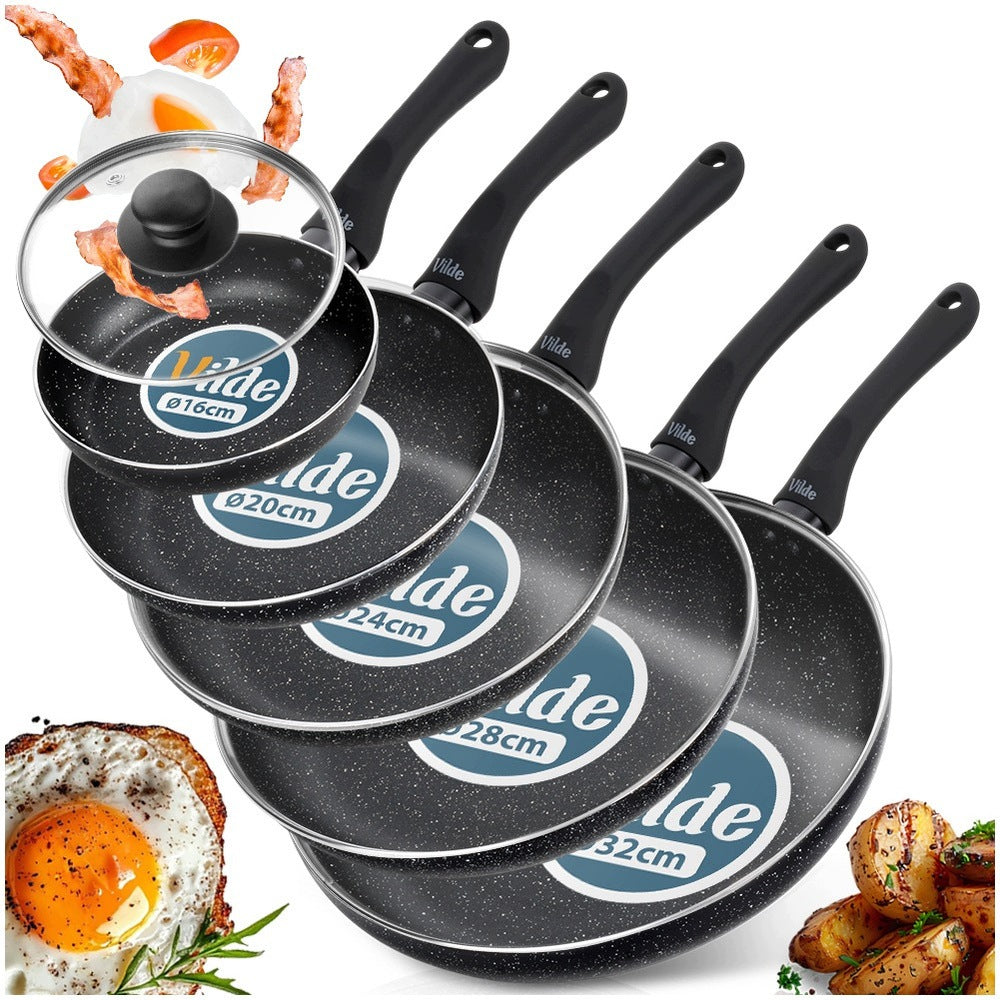 5x GRANITE pan with lid set of pans VILDE 16 20 24 28 32 cm