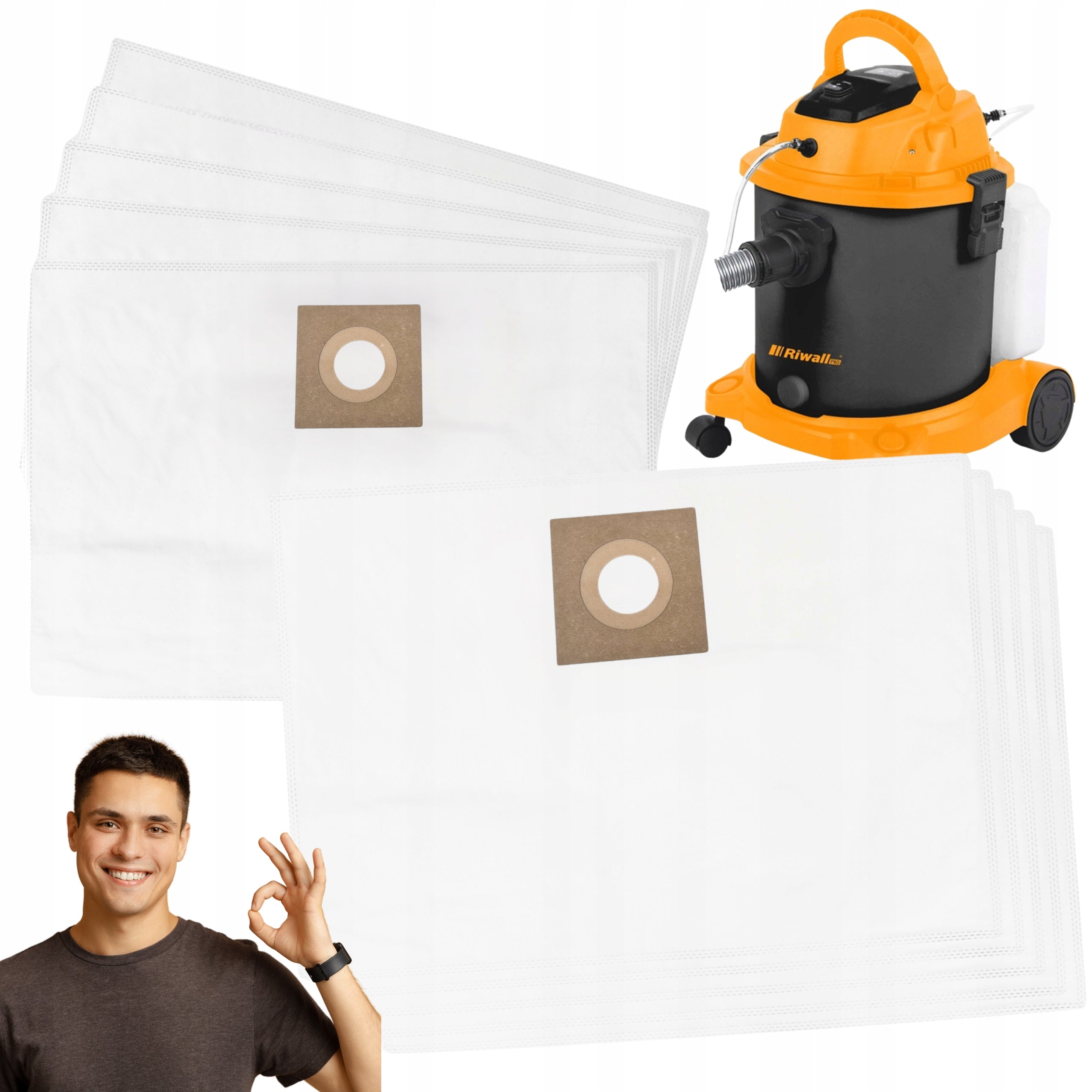 5x RIWALL VACUUM CLEANER BAGS WASHING FEATHER DURABLE ECO-FRIENDLY 20L