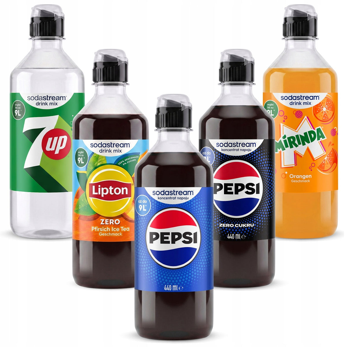 5x SYRUP SODASTREAM PEPSI MIRINDA LIPTON 7UP CONCENTRATES FOR SATURATOR