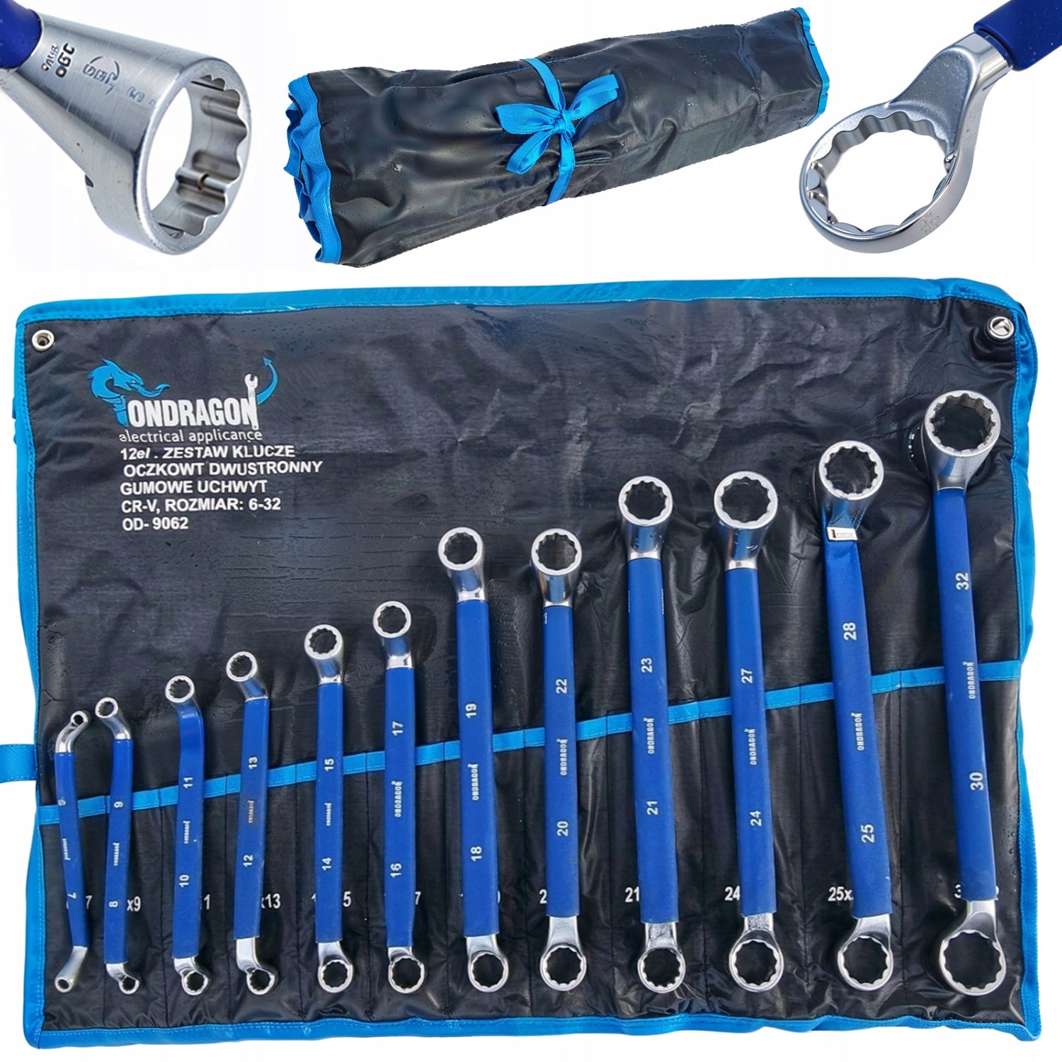 6-32 BENT DOUBLE-SIDED EYE WRENCHES WITH RUBBER + SET OF 12EL CASE PRO