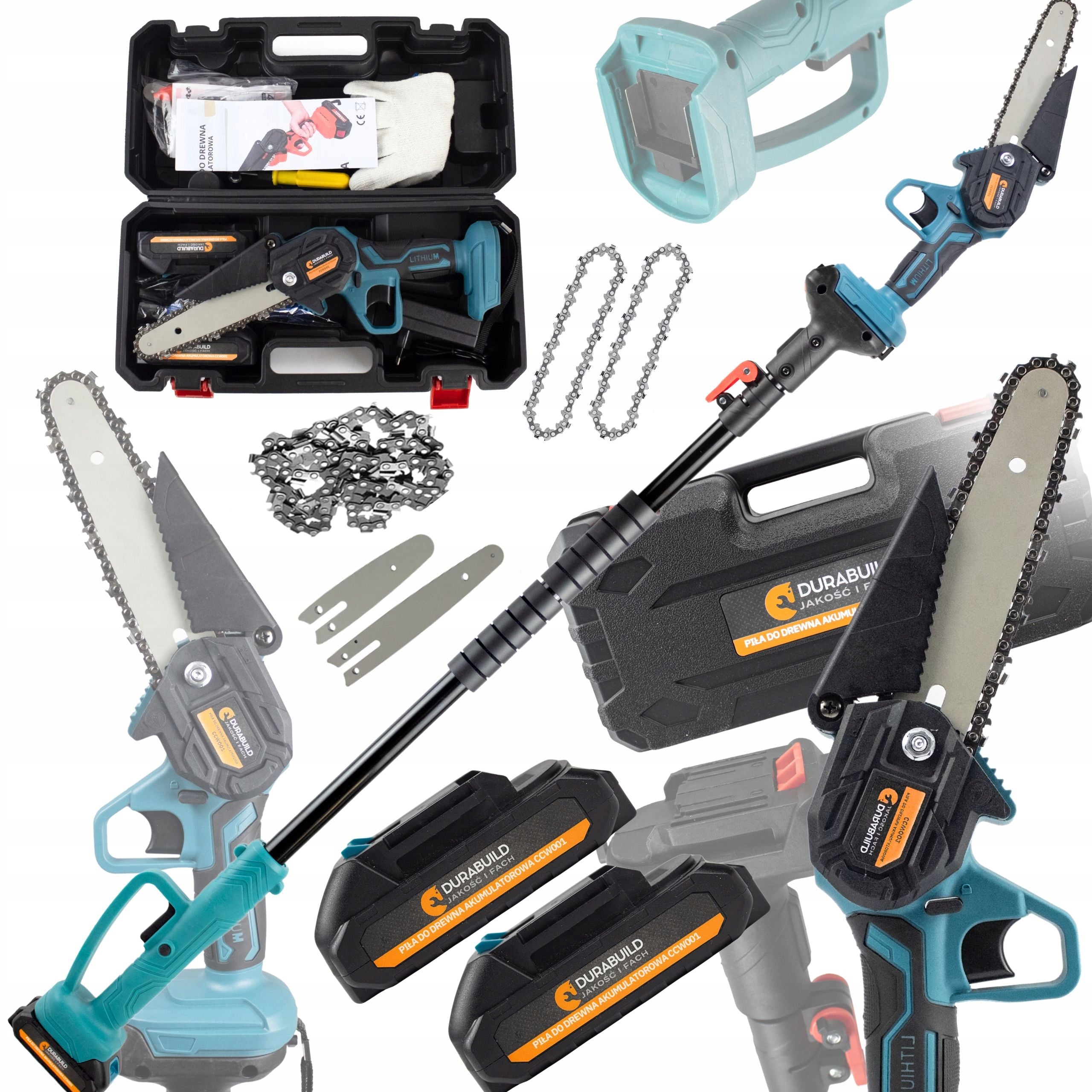 6" AND 4" CORDLESS CHAINSAW WITH TELESCOPIC BOOM SET