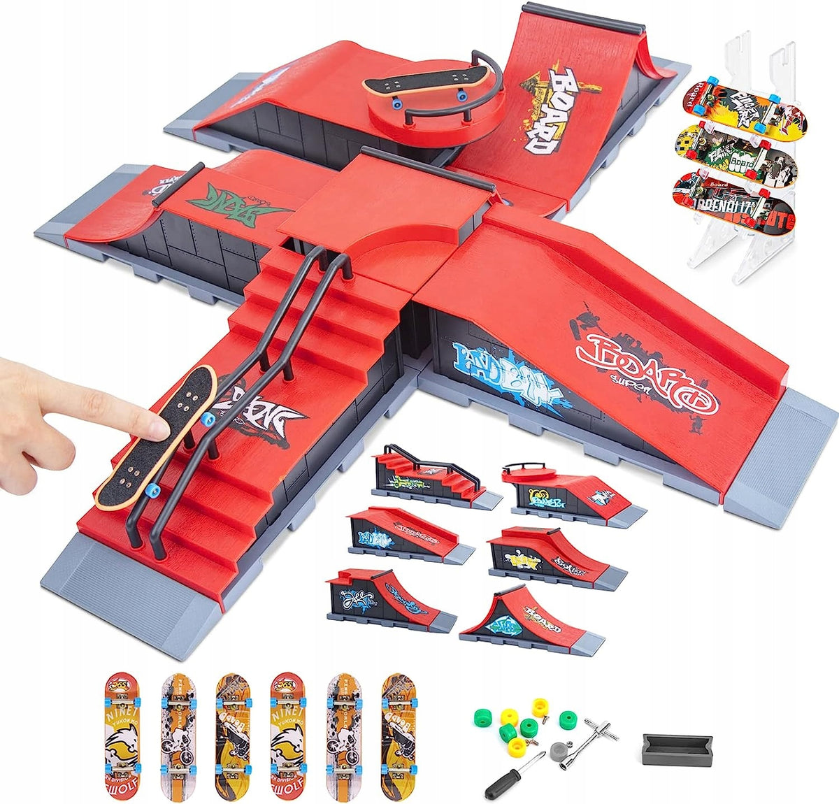 6 IN 1 FINGERBOARD RAMP SKATEPARK SET 6 SKATEBOARD