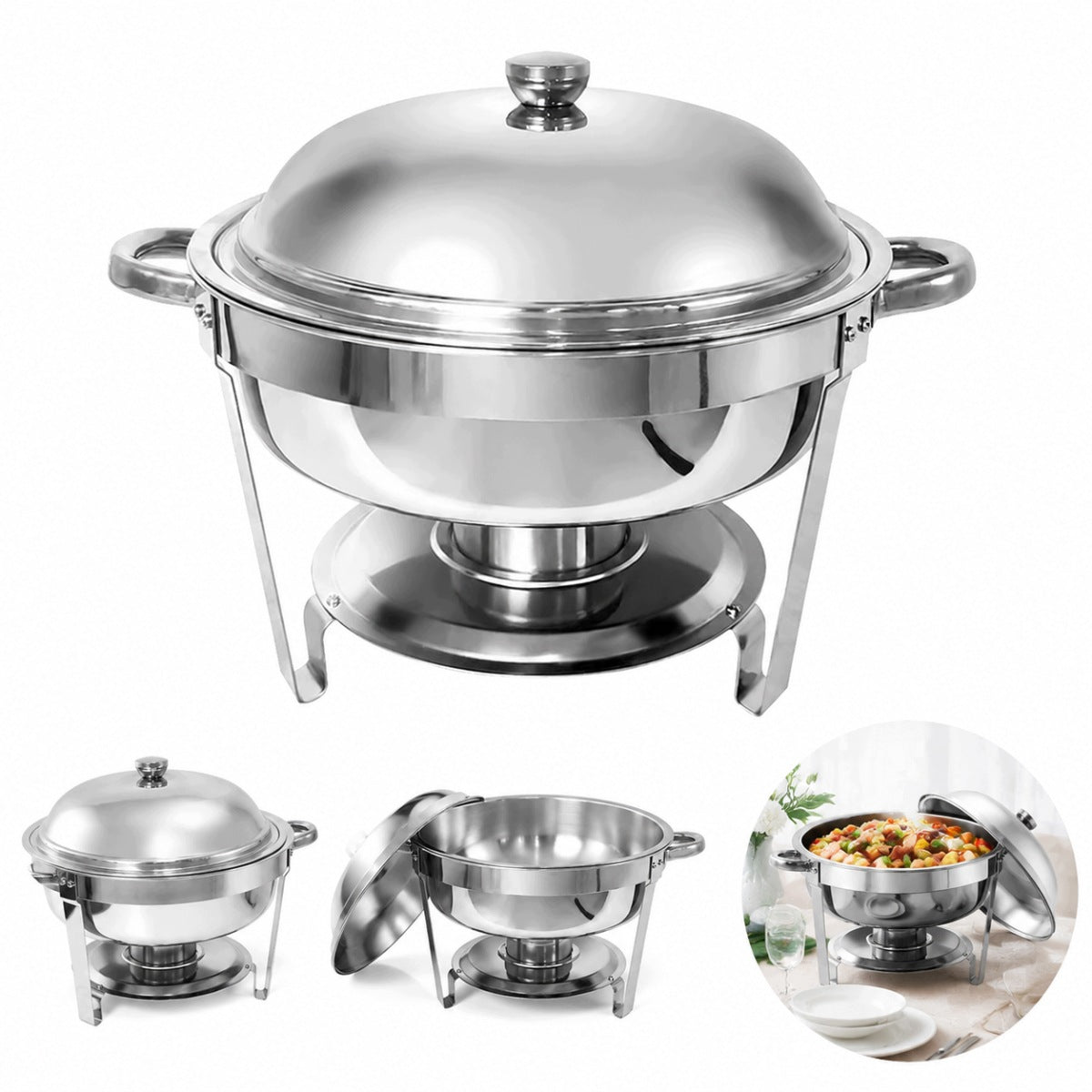 6 L FOOD WARMER STEEL HEAT-RESISTANT DISH