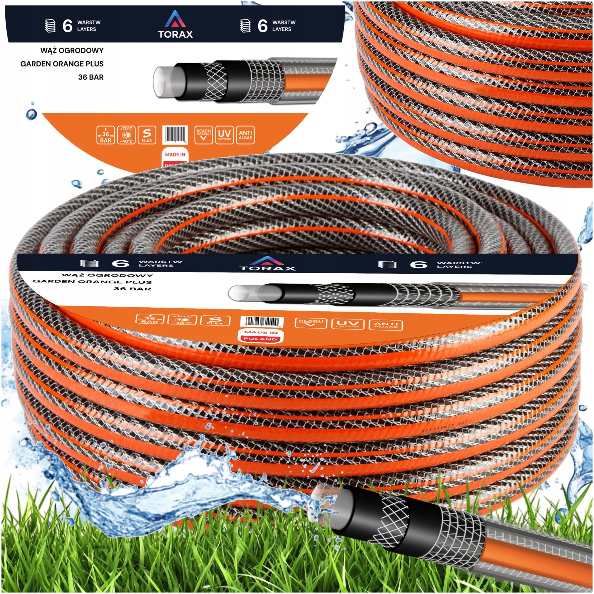 6-PLY GARDEN HOSE 36BAR 1/2'' 20M NON-TWISTING REINFORCED Polish