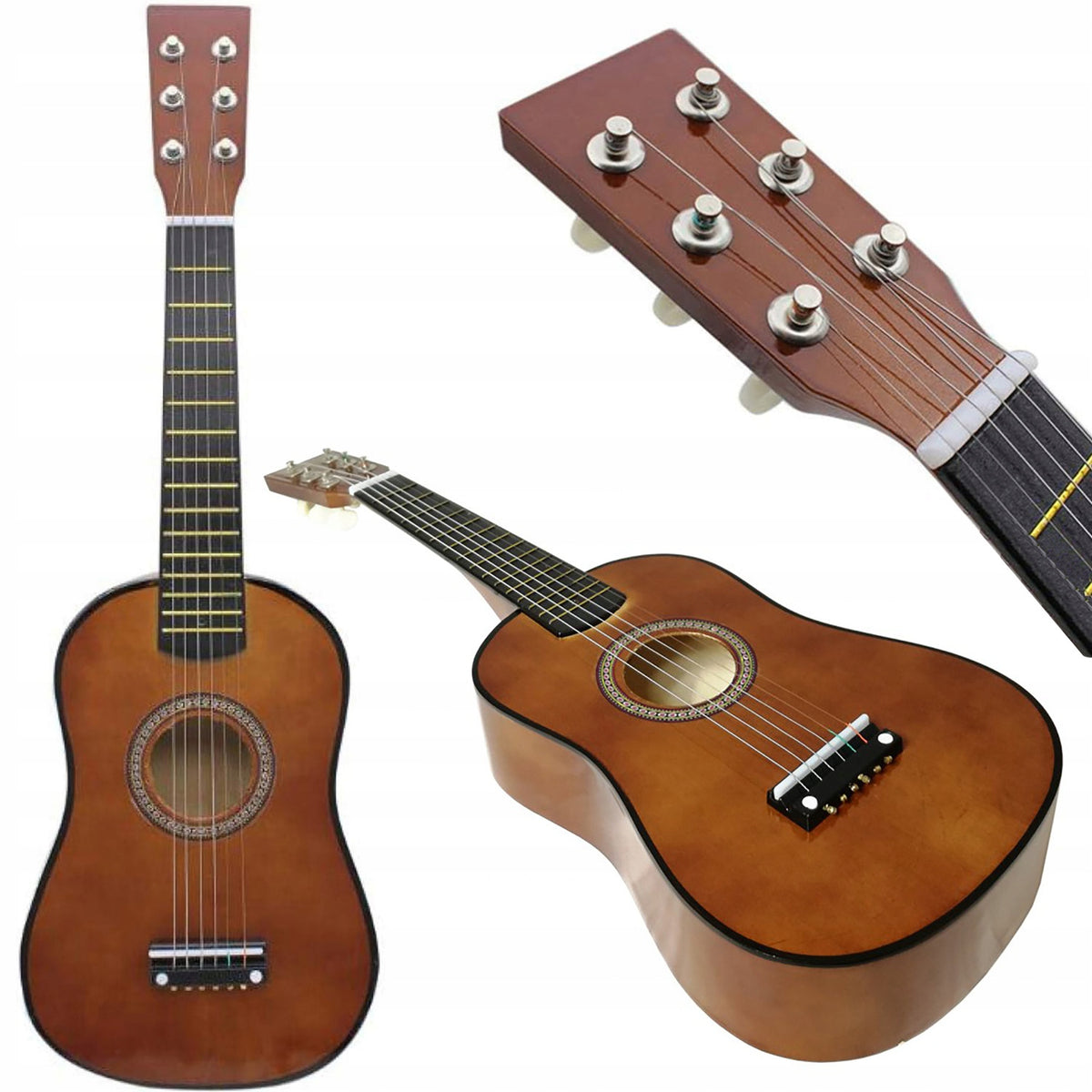 6 STRING WOODEN ACOUSTIC GUITAR FOR CHILDREN UKULELE COFFEE 60 CM