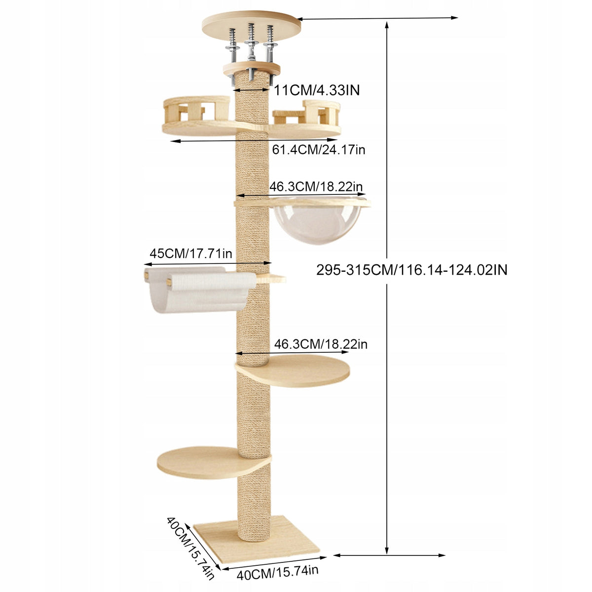 6 Tier, Floor to Ceiling Cat Tree, Height Adjustable Cat Tower Manufacturer code 14089674