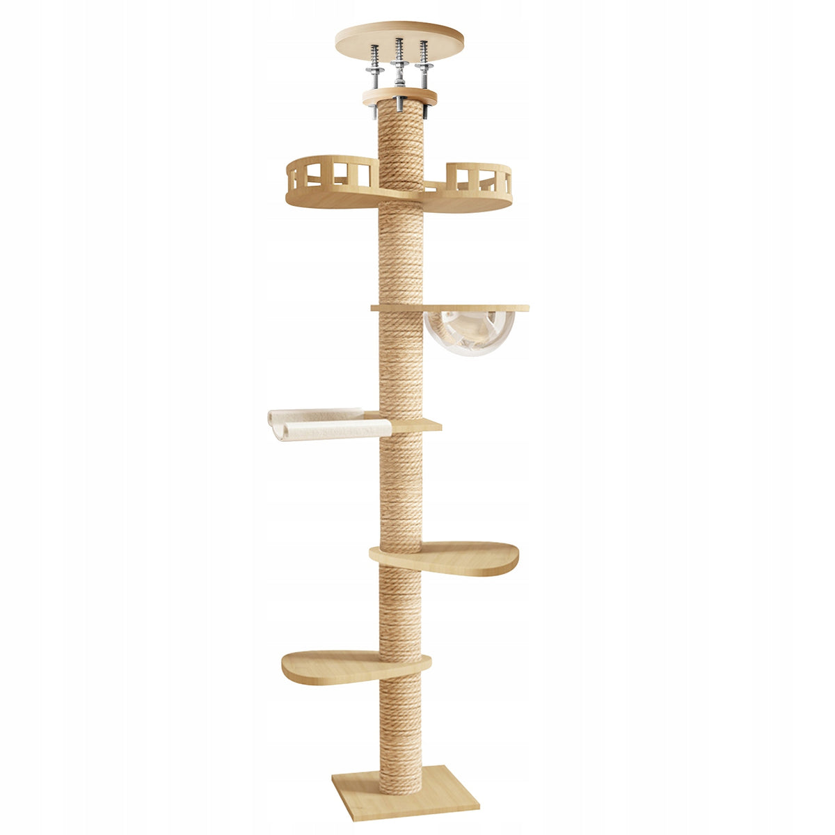 6 Tier, Floor to Ceiling Cat Tree, Height Adjustable Cat Tower Packaging status original