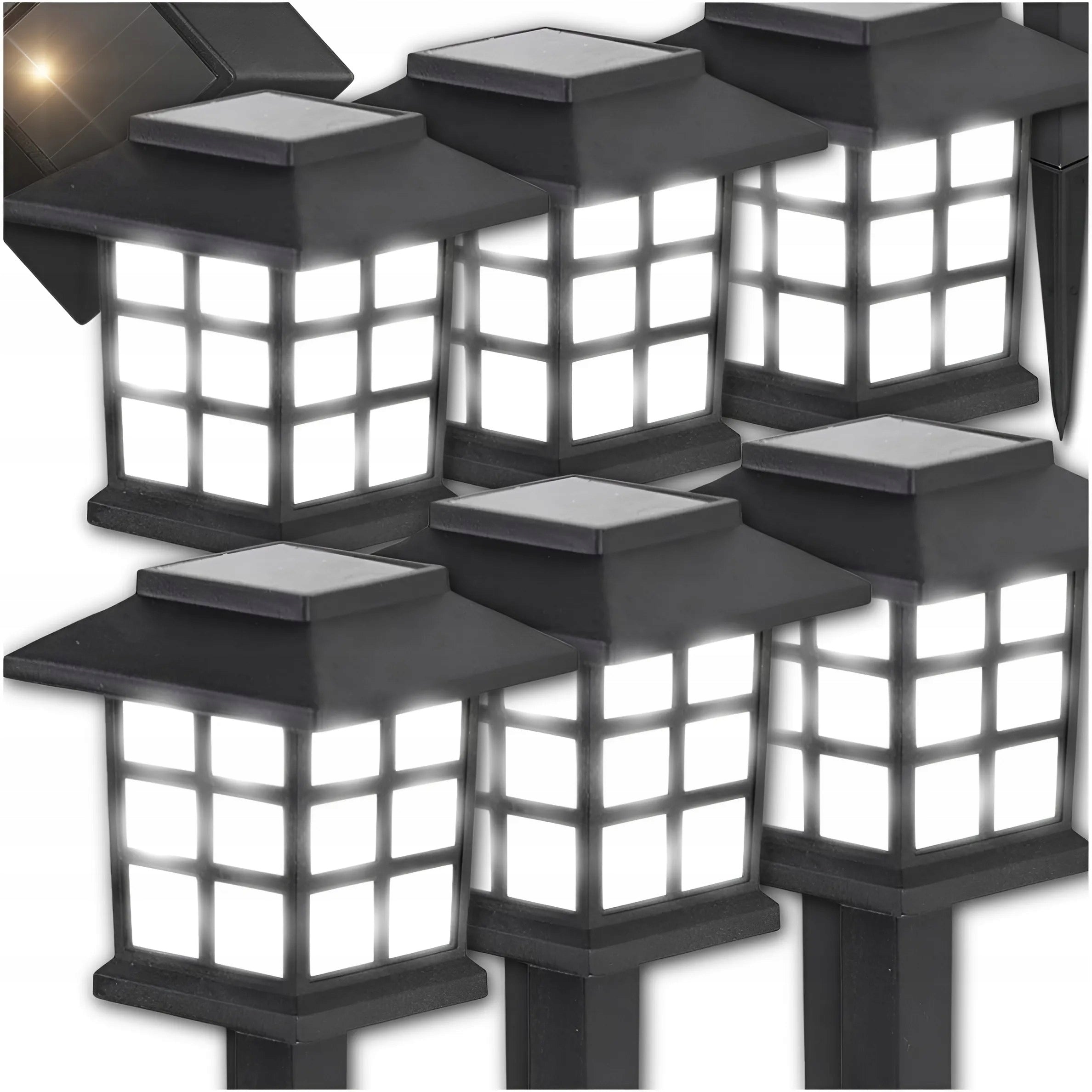 6 X SOLAR LAMP GARDEN LIGHTS SENSOR PUNCHED LED DECORATIVE