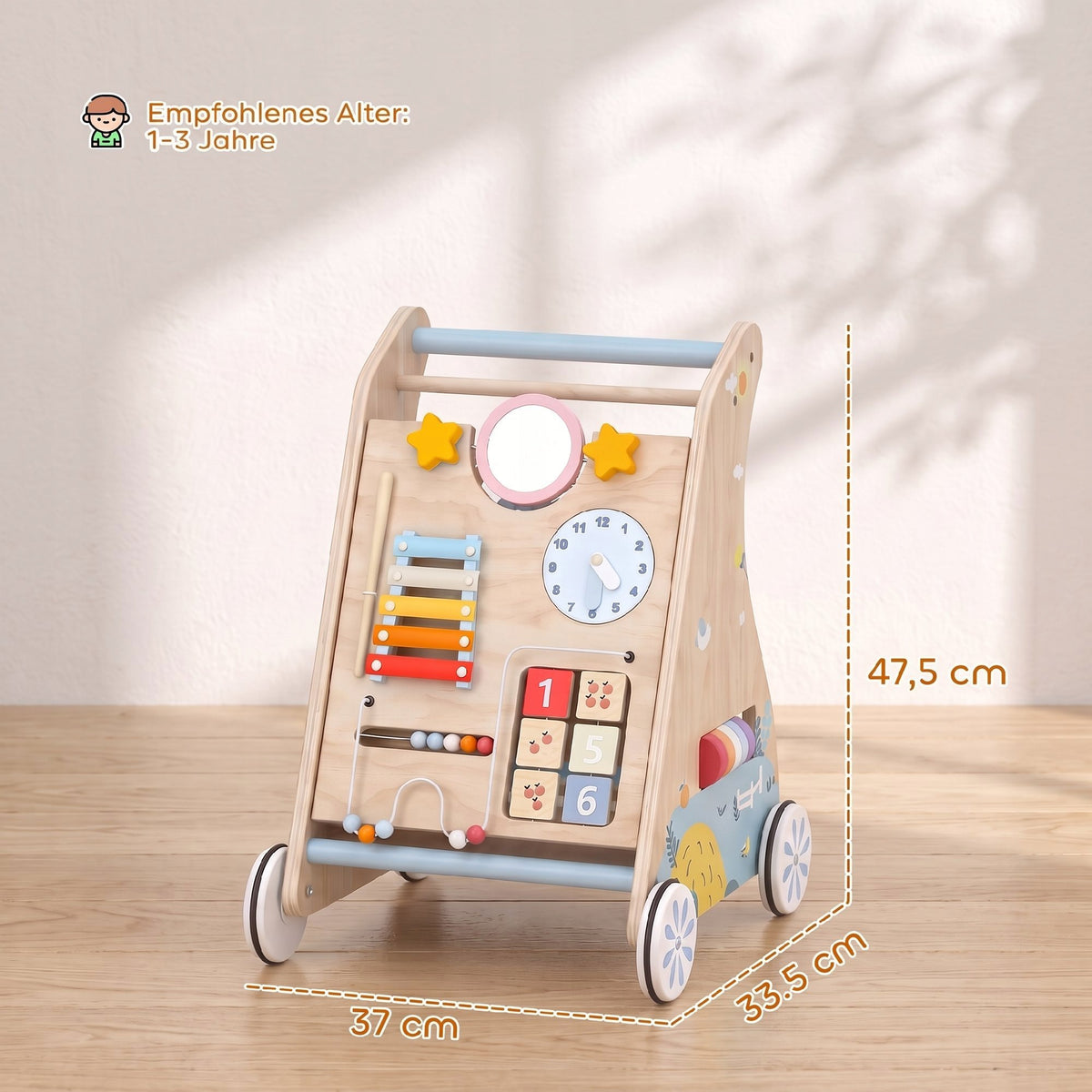 6-in-1 pusher for learning to walk with double-sided activity board and bag Brand AIYAPLAY