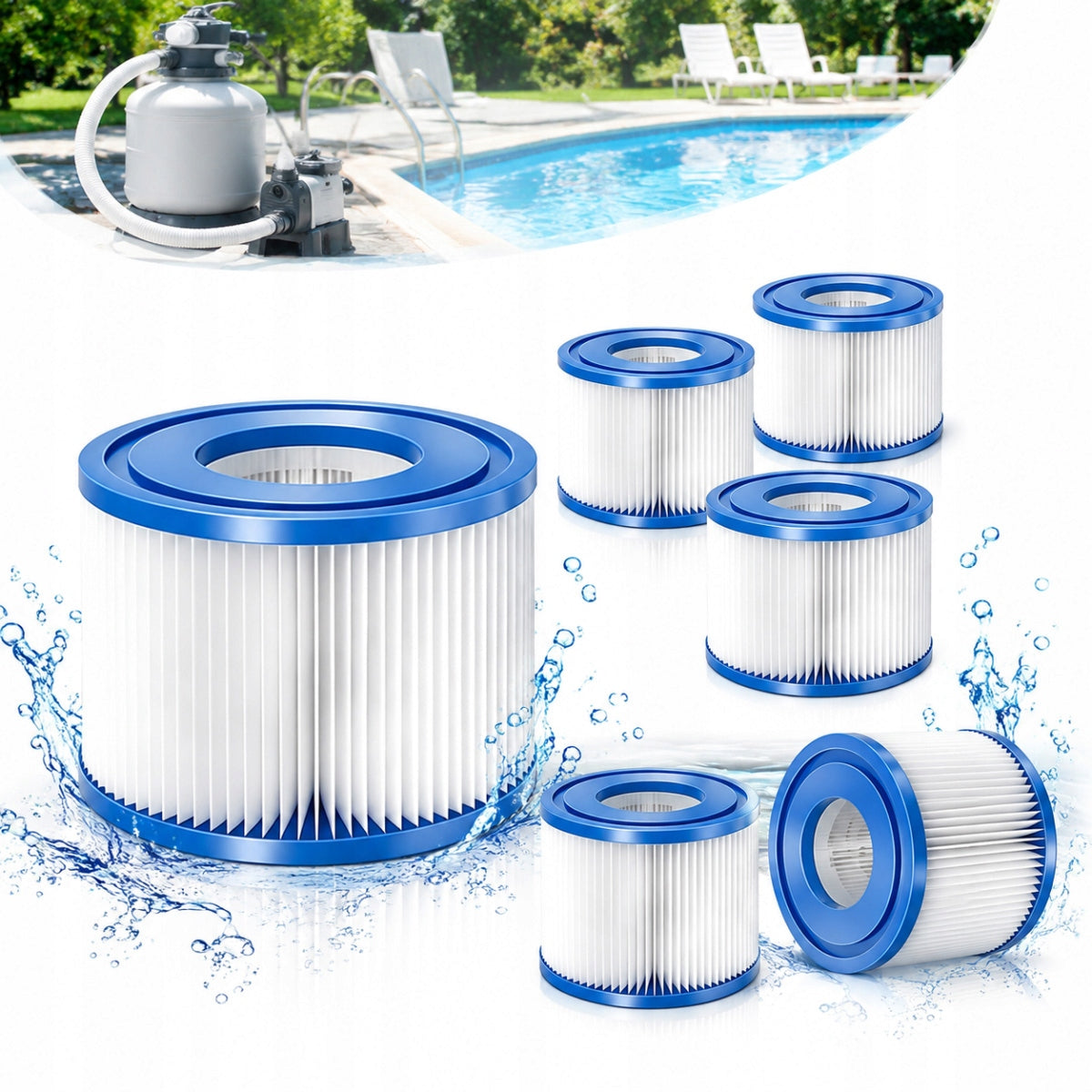 6 x Jacuzzi Pool Filter for Lay-Z-SPA, Bestway Filter Cartridges