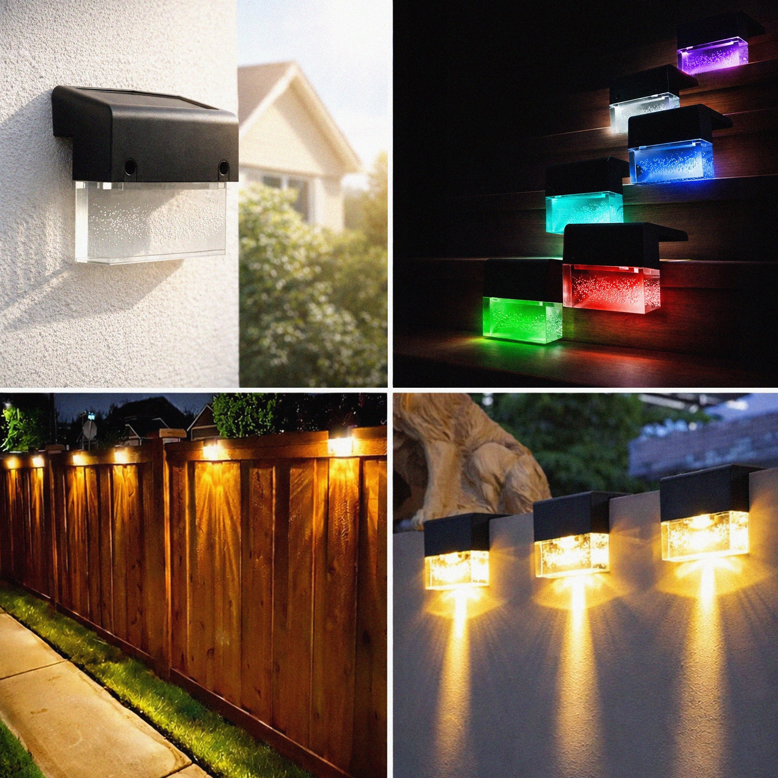 6 x Solar Corner LED Lamp For Garden Twilight Sensor Colorful Ornament Brand Gotel