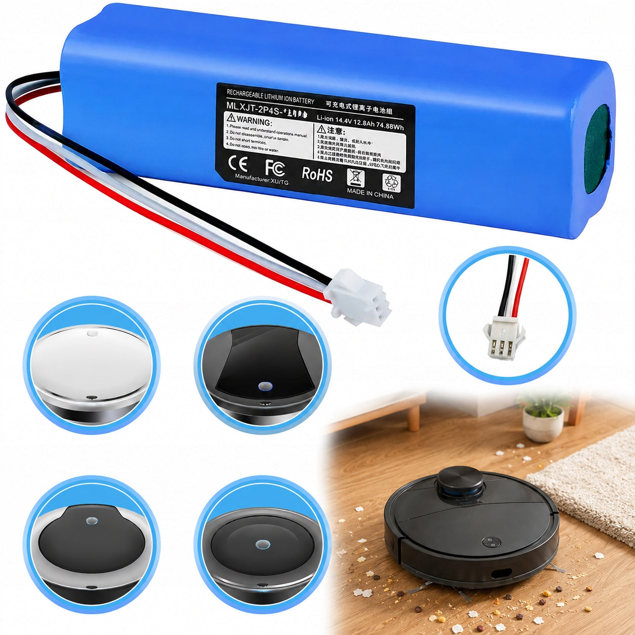 6000mAh battery for Roidmi Eve Plus cleaning robot