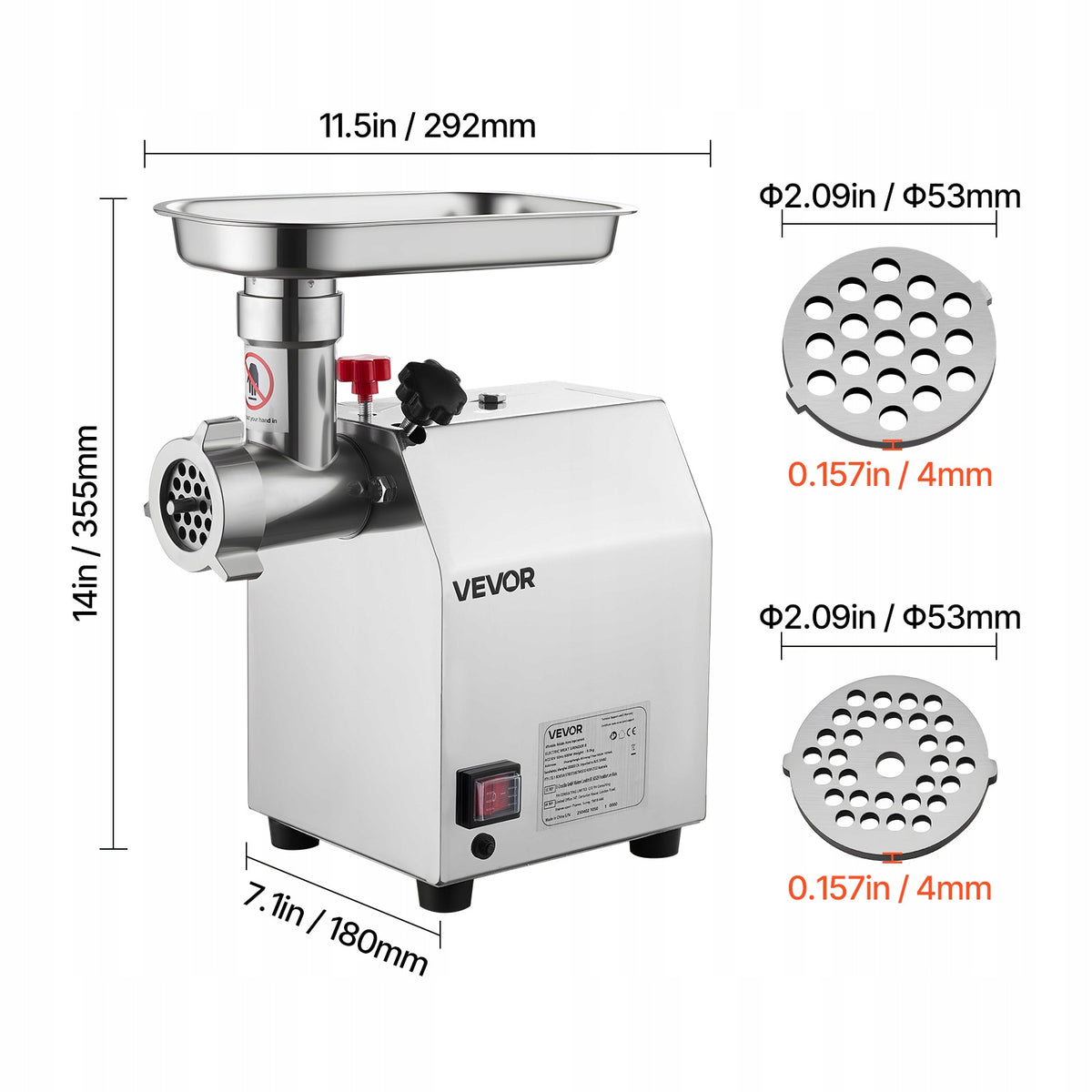 600W Stainless Steel Grinding Machine For Restaurant 120KG/H Dominant color silver