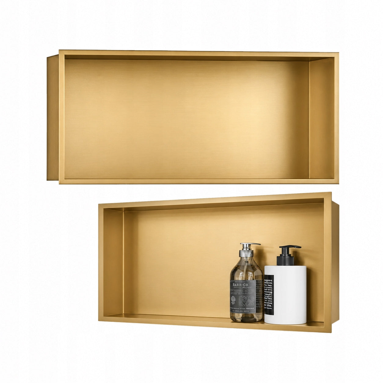 60x30x10 CM BATHROOM SHELF RECESSED WALL WITH GOLD COLLAR