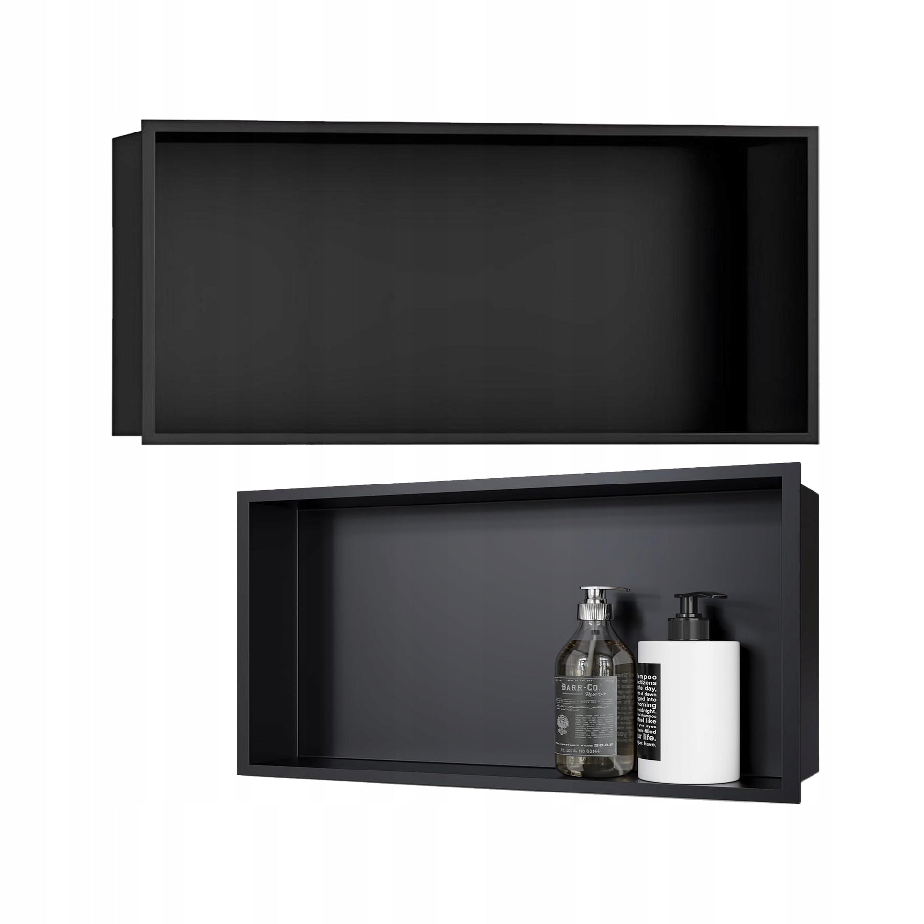 60x30x10 CM BATHROOM WALL SHELF WITH FLANGE BLACK LynkCust