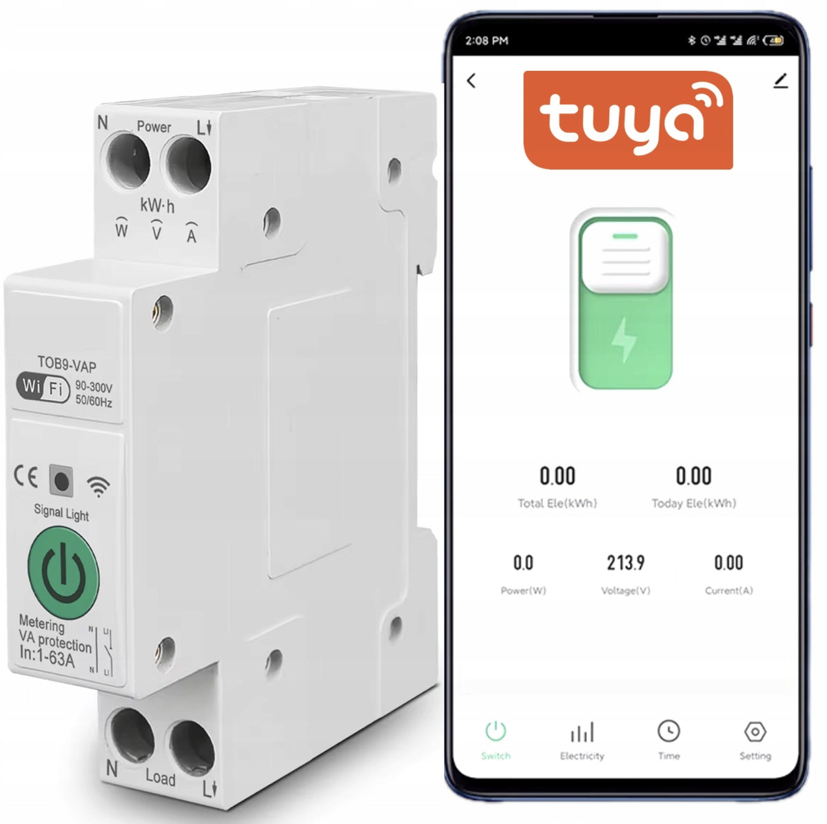 63A TUYA SMART WIFI Relay WITH DIN MEASUREMENT REMOTE CONTROL Packaging status original