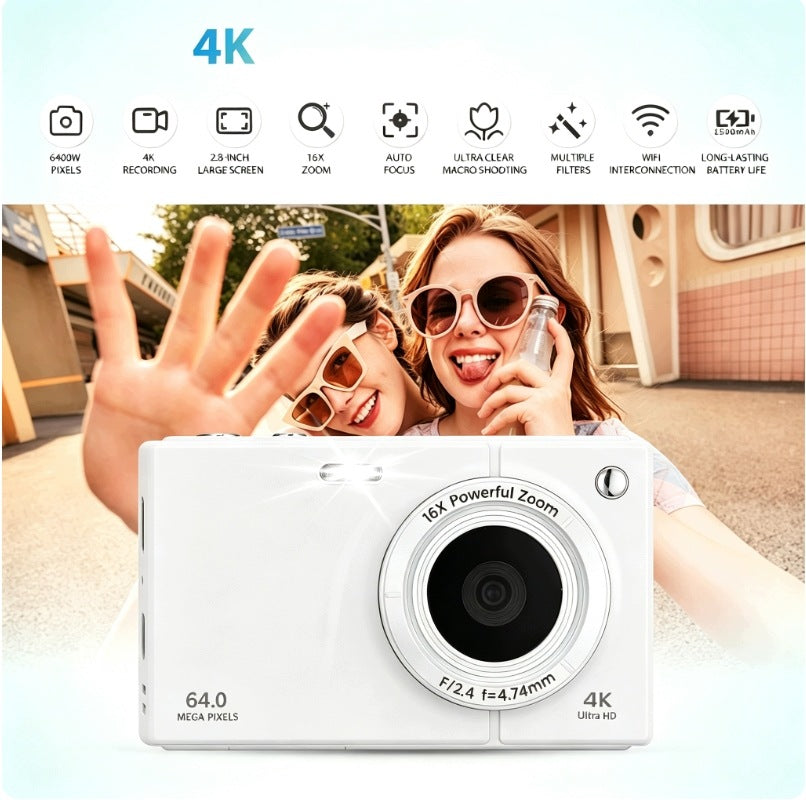 64MP 4K digital camera with autofocus zoom 18x IPS 2.8 screen + 64GB card Brand no brand