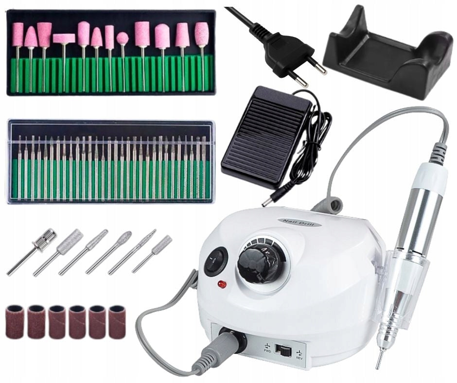 65W NAIL MILLING MACHINE + LARGE SET OF MANICURE PEDICURE CUTTERS GELS STRONG