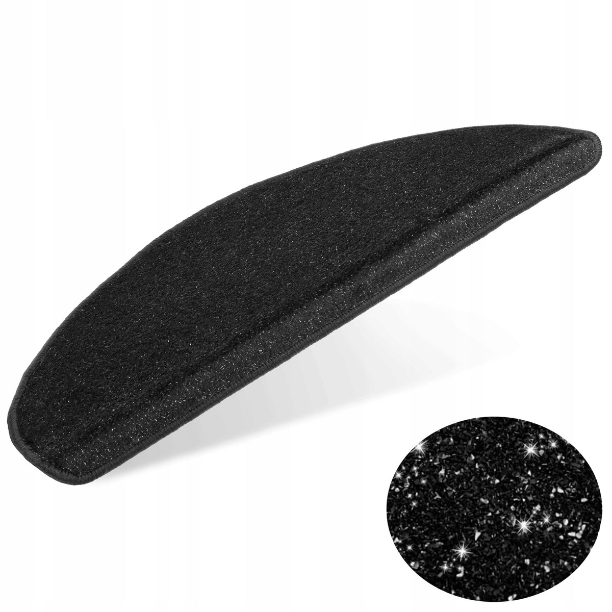 65x25cm+3m STAIR COVERS RUGS IN GLAMOUR STYLE BLACK SILVER THREAD