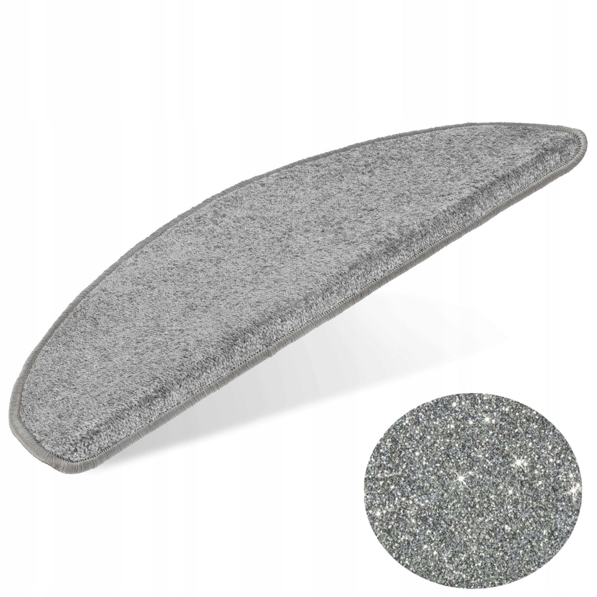 65x25cm+3m STAIR COVERS RUGS IN GLAMOUR STYLE GREY SILVER THREAD