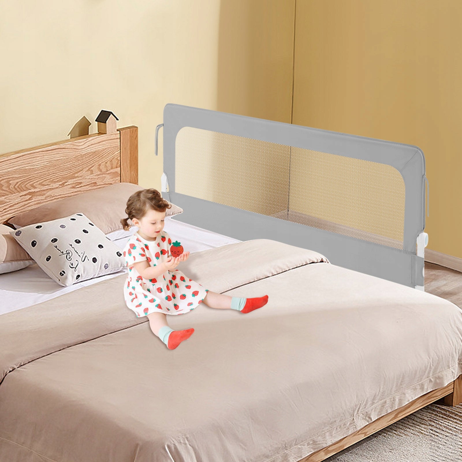 66-83cm Adjustable bed rail guard 180° Foldable for Children's bed Brand no brand