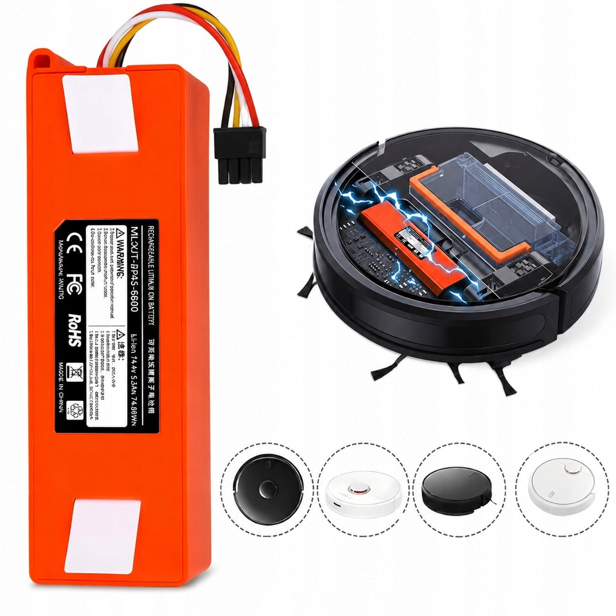 6800 mAh CAPACIOUS BATTERY FOR XIAOMI ROBOROCK s50 s51 s55 14,4V
