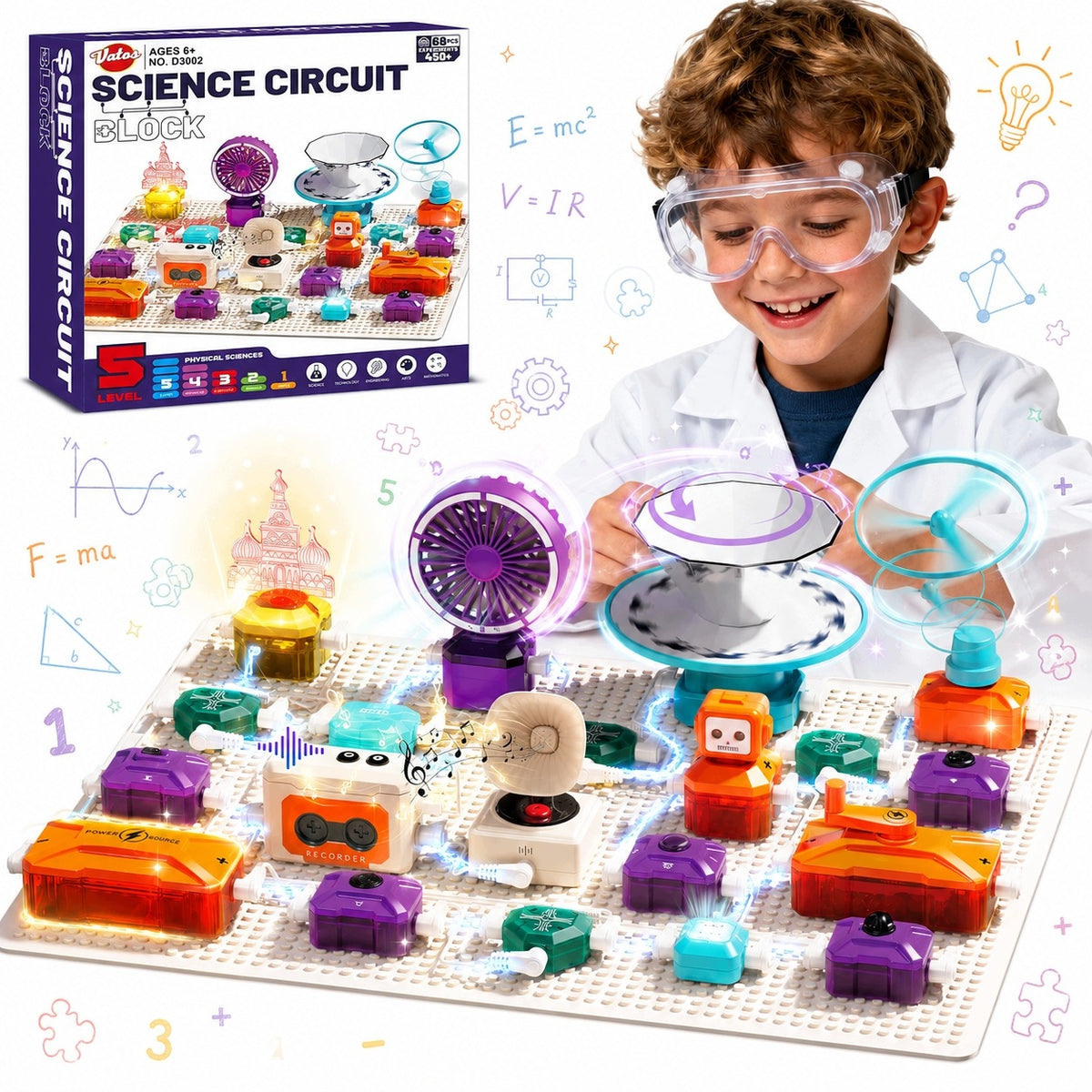 68PCS EDUCATIONAL SET SMALL ELECTRONICS WITH 450+ EXPERIMENTS ELECTRICIAN SCIENCE