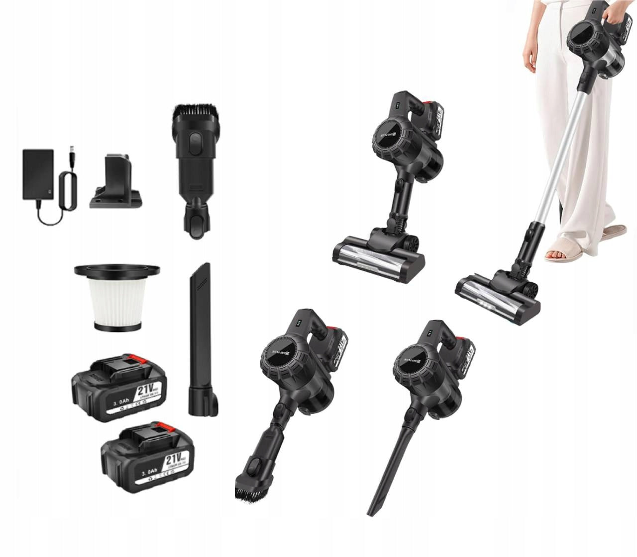6IN1 6000W BAGLESS VACUUM CLEANER 30 000 PA LIGHTWEIGHT VERTICAL BRUSHLESS