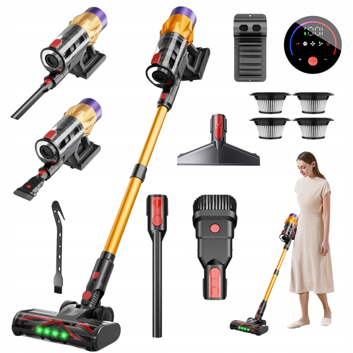 6IN1 LED CORDLESS VACUUM CLEANER HIGH EFFICIENCY FILTRATION FOR CAR HOME