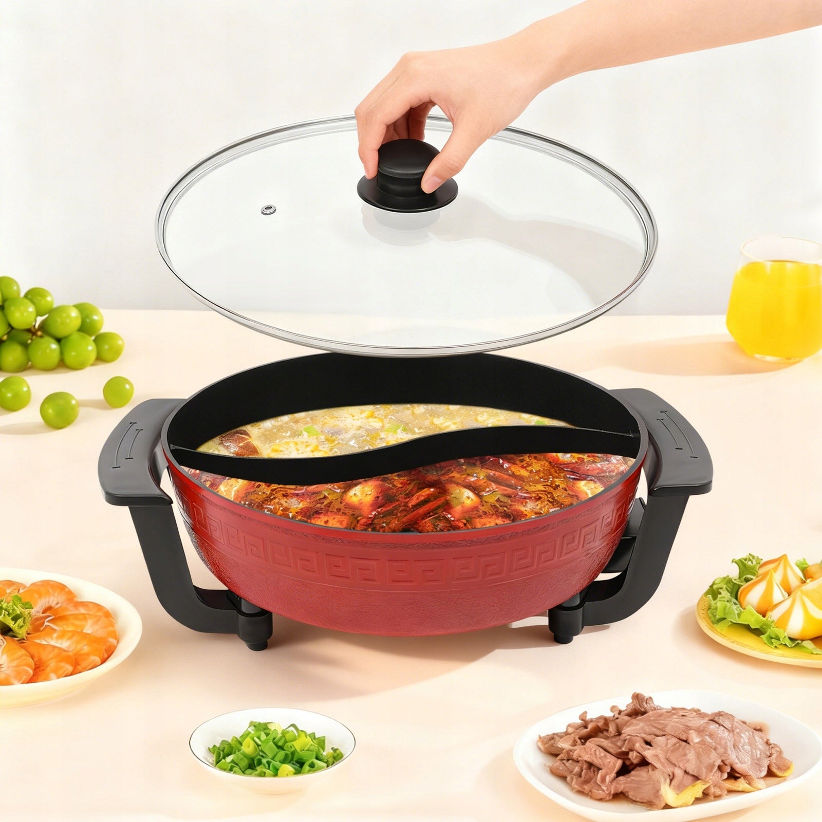 6L 1360W MULTI-FUNCTION ELECTRIC HOT POT NON-STICK POT 5 LEVEL TEMPERATURE Brand no brand