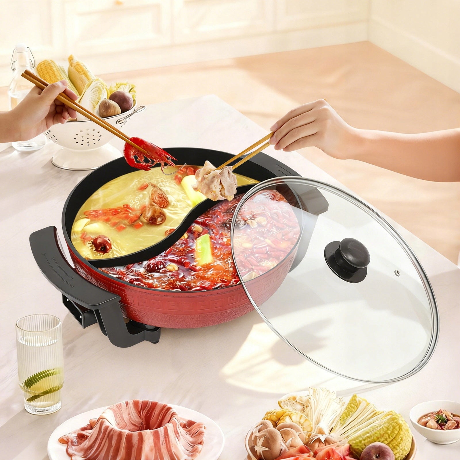 6L 1360W MULTI-FUNCTION ELECTRIC HOT POT NON-STICK POT 5 LEVEL TEMPERATURE Manufacturer code 6770086