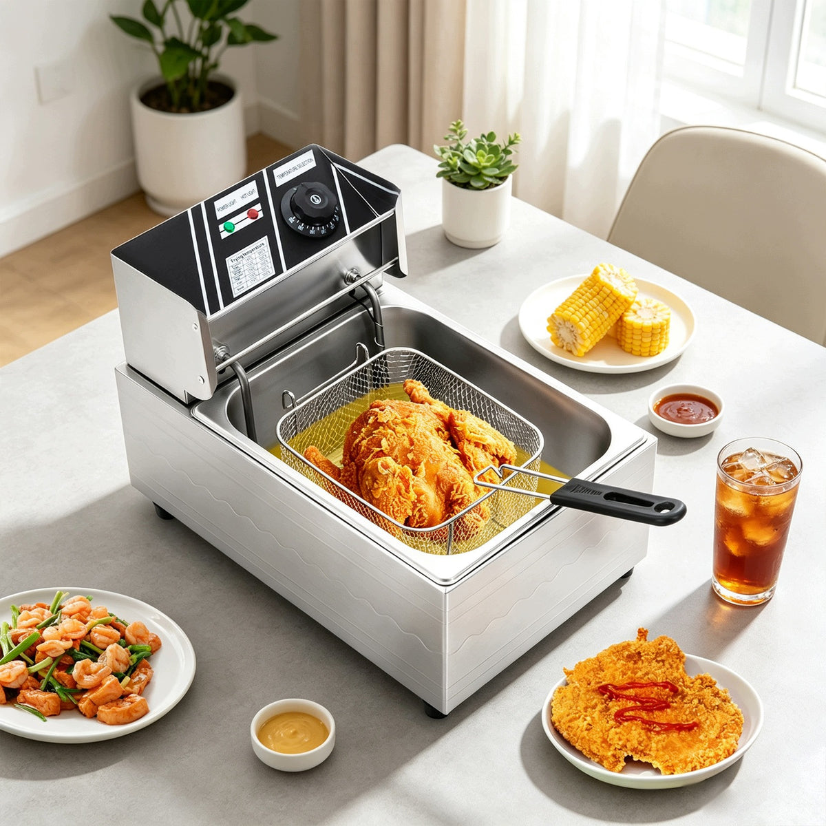 6L SINGLE-CYLINDER DEEP FRYER 220V EUROPEAN PLUG Packaging status original