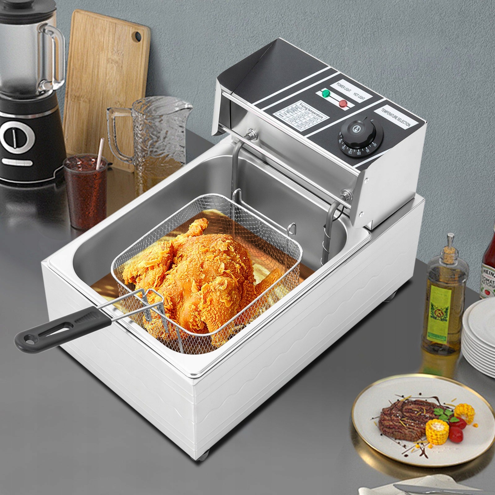 6L Stainless Steel Electric Deep Fryer 2500W 220V with Oil Draining Basket Manufacturer code Electric Deep Fryer
