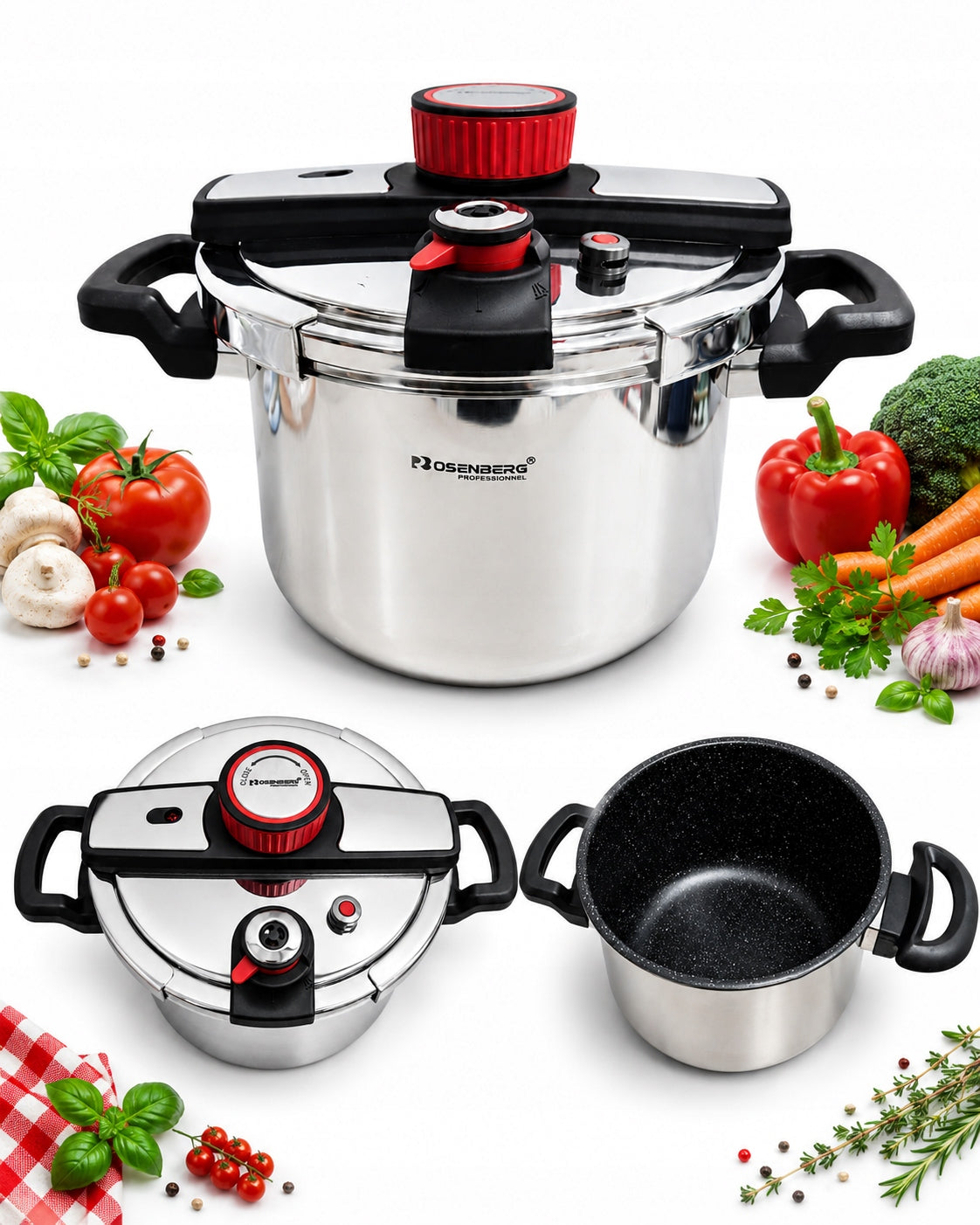 6L Steel Cooker Pressure Pot with Marble Coating for Induction Manufacturer code RB6
