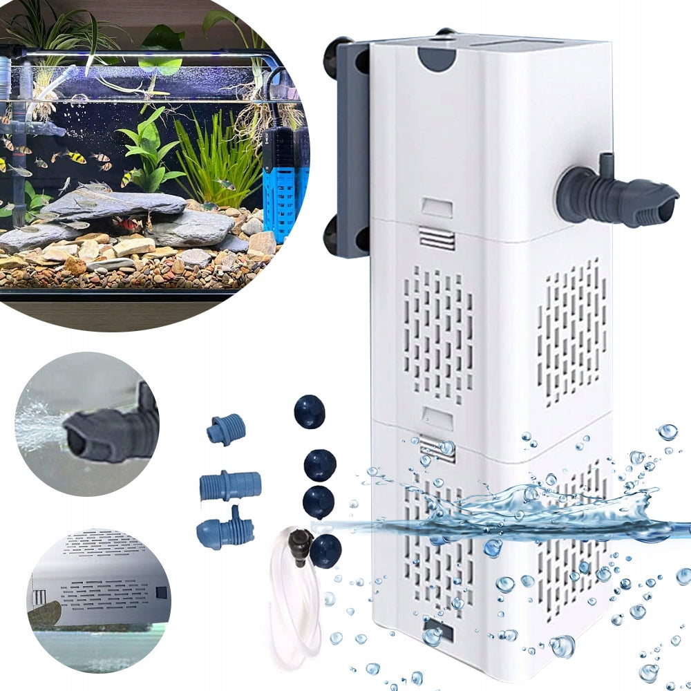 6W 500 L/H PUMP WITH 2 IP68 FILTER SPONGES FOR ECO TANK AQUARIUM
