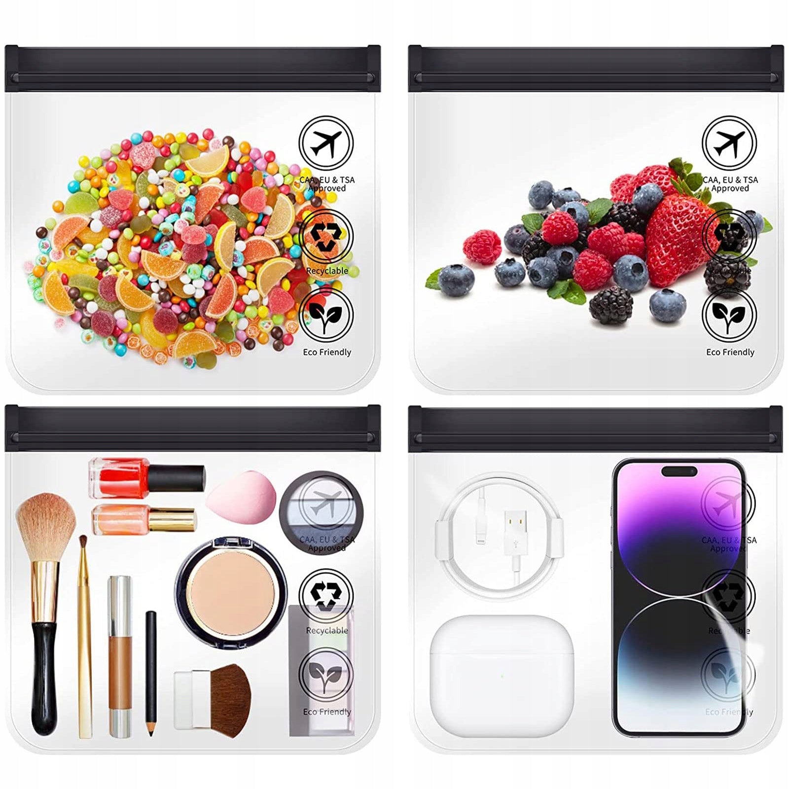 6X AUCUU Cosmetics Bag 1L Transparent For Airplane 20x20cm Packaging status original