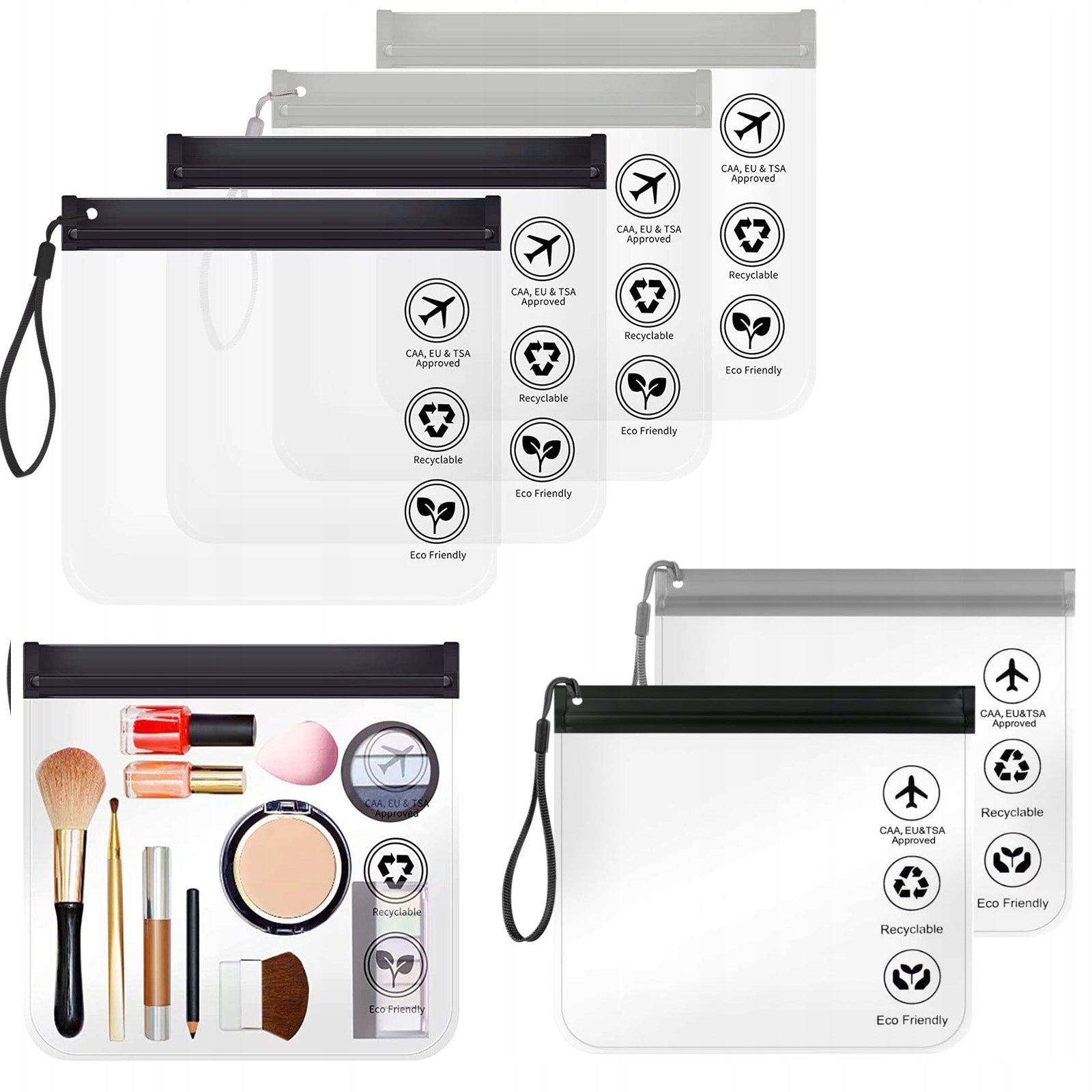 6X AUCUU Cosmetics Bag 1L Transparent For Airplane 20x20cm