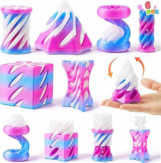 6X CHILDREN'S TOY SPIRAL ANTI-STRESS SENSORY 3D PASTEL GIFT