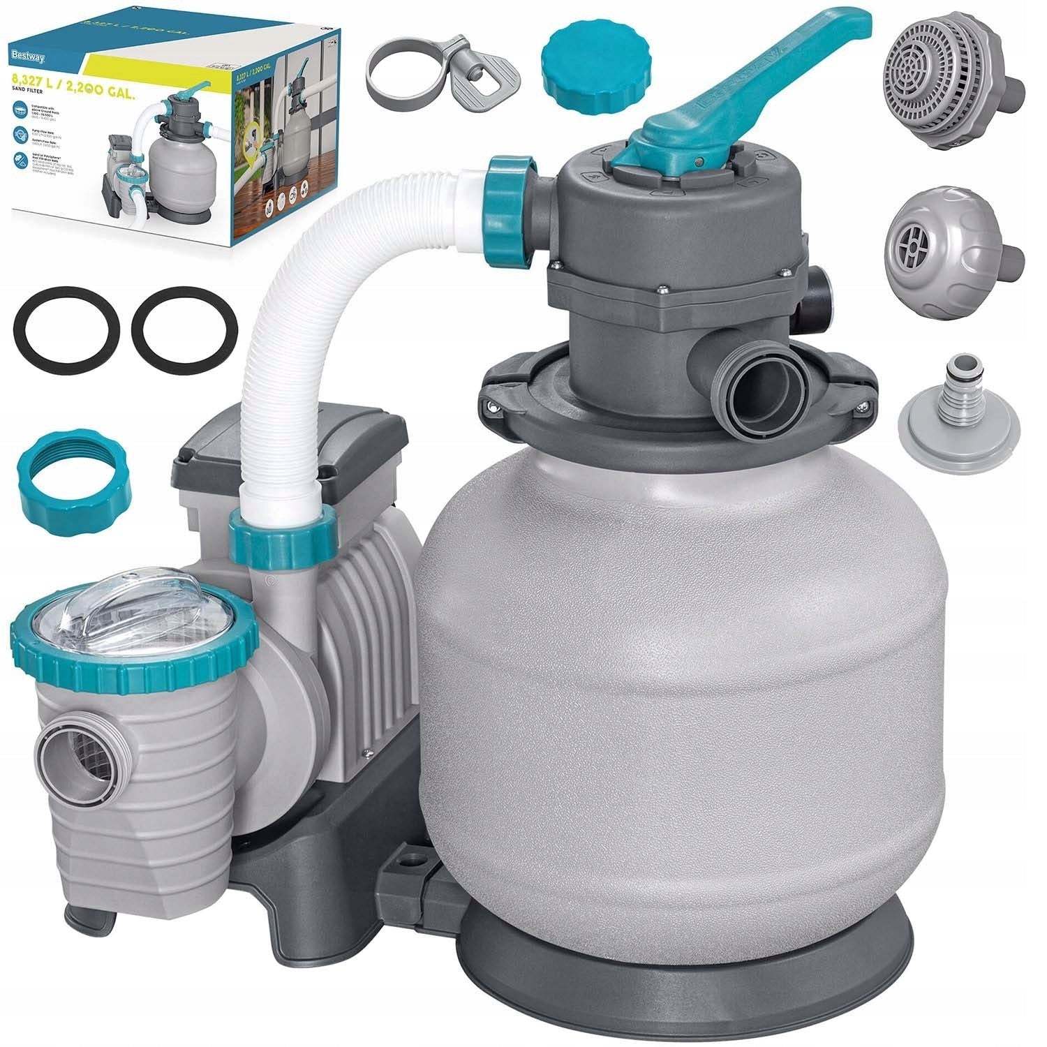 Baseino smėlio filtras BESTWAY 58499, 8327 l/val., su žarnomis ir adapteriu